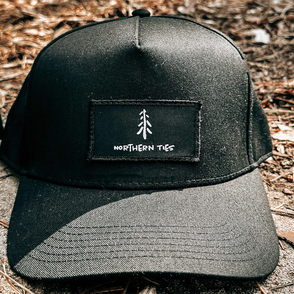 Black Mid Crown Patch Hat