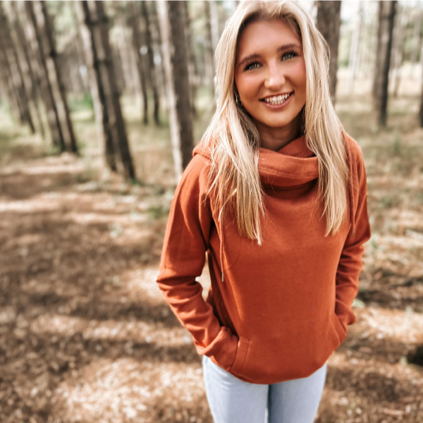 Burnt Orange Funnel Neck Hoodie