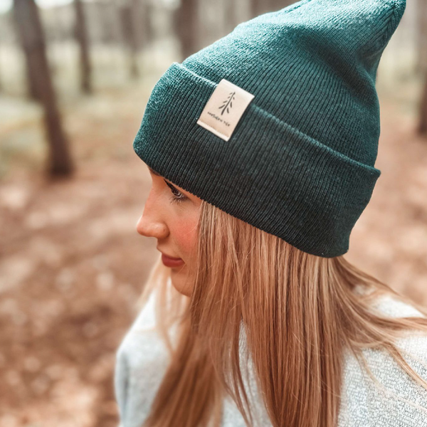 Leather Tag Beanie