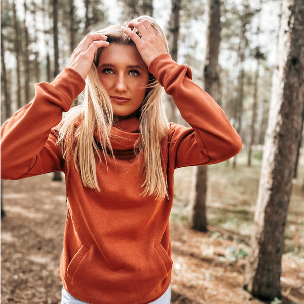 Burnt Orange Funnel Neck Hoodie