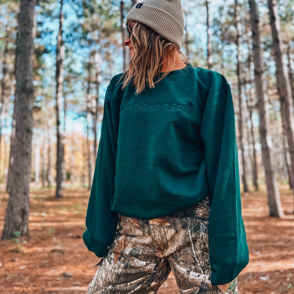 Forest Green Embroidered Crewneck