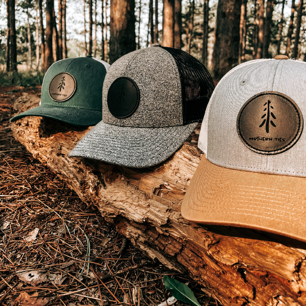 Curved Snapback with Black Leather Patch – Northern Ties MN