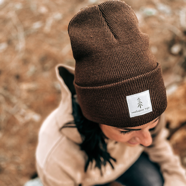 Brown Beanie with Patch